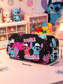 Disney 1 túi đựng bút lớn 2 khóa kéo in hình anime Stitch, túi đựng đồ dùng học tập để bàn dung tích lớn, túi đựng văn phòng phẩm đa năng cầm tay cho trường học và văn phòng - Nhiều màu - Xem 3