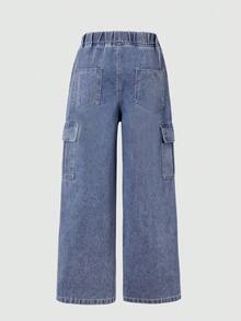 Straight Leg Fashion Casual Denim Jeans, Suitable For Boys, Street Style - Blue - View 3