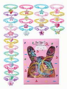 24pcs Kids Beaded Bracelet Gift Box Set, Girls Jewelry For Daily Holiday Party Birthday Gift - Multicolor - View 2