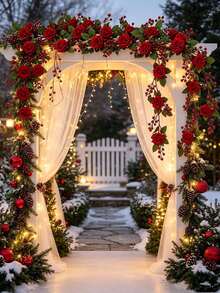 2pcs/Set Christmas Wedding Artificial Red Berry Rose Vine, Suitable For Wedding, Christmas, Anniversary, Proposal, Romantic Holiday Decoration, Party Backdrop Arrangement - Multicolor - View 10
