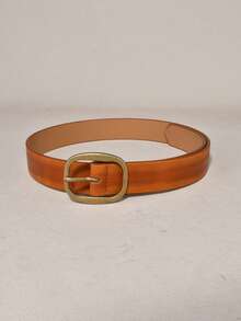 1pc Minimalist Retro Versatile Women's Belt Solid Color Elegant Punk Palace Style PU Leather Belt For All Seasons - Burnt Orange - View 4