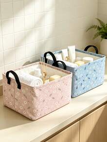 Rectangular Daisy Storage Basket,Collapsible Gift Basket With Handles,Books Box, Room Decor,Can Store Clothes, Cosmetics, Books, And Other Miscellaneous Items,Suitable For Bedroom, Bathroom, Kitchen, Office And Other Uses,Christmas Gift, Halloween Gift For Family And Friends - Multicolor - View 1