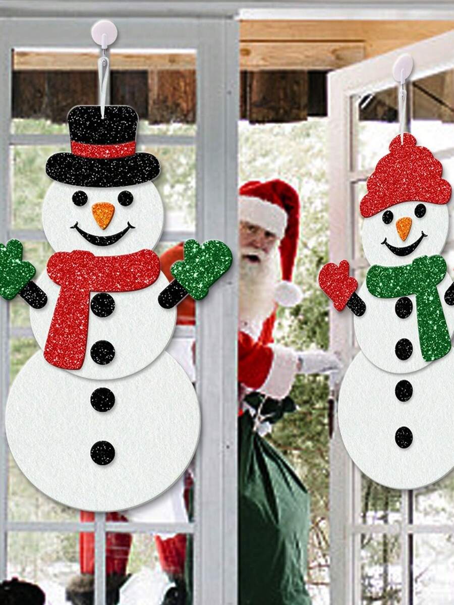 Christmas Snowman-Shaped Hanging Door Decorations;Featuring Various ...