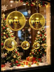 24/12/2pcs Gold Disco Ball Holiday Decorations, Halloween/Christmas Cool Fun Hanging Balls, Large Party Decor, Suitable For DJ, Nightclub, Stage, Bar, Party, Back To School, Wedding And Holiday Decoration - Gold - View 6