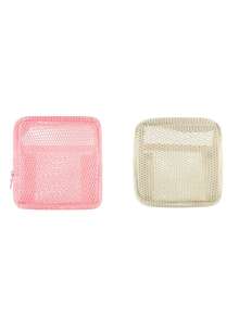 1/2pcs Macaron Color Mesh Small Makeup Bag, Lipstick/Earphone Cable/Coin Small Storage Bag, Portable Zipper Travel Cosmetic Pouch - Multicolor - View 11