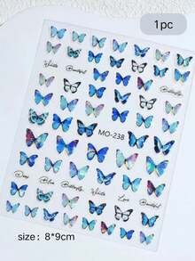 1pc Blue Gradient Butterfly Sticker, Gradient Blue Butterfly Of Various Sizes, Delicate And Transparent Wing Texture, Rich Color Layers, Suitable For Cameras, Tablets, Earphone Cases, Water Bottles, Aromatherapy Containers, Etc., Adding A Clear And Dreamy Atmosphere To Various Personal Items - Blue Gradient Butterfly - View 6