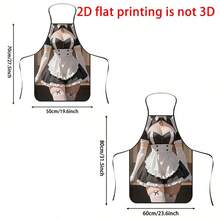 1pc Funny Maid Print Apron, Featuring Black And White Ruffle Maid Outfit Creative Print Pattern, Durable Cooking Apron Suitable For Bakers, Cake Decorators, BBQ Enthusiasts, Gardeners, Painters, Nail Artists - Perfect Gift For Home And Professional Chefs - Multicolor - View 9