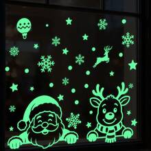 2pcs Winter Cozy Atmosphere Deer Glass Stickers Blue Snowflake Static Cling Stickers Christmas Party Decorations - Christmas Window Decals - View 5