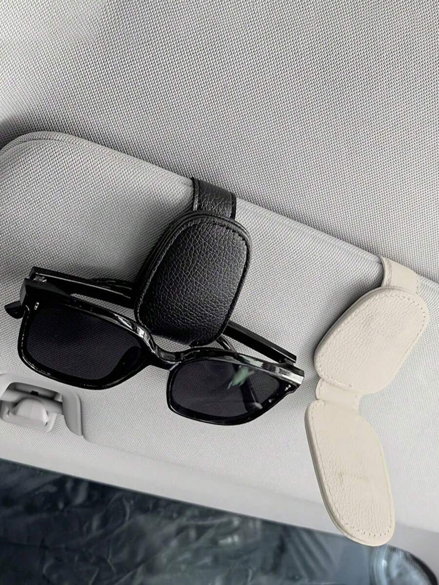 1pc Universal Car Sun Visor Glasses Clip, PVC Material, Car Glasses Holder, Interior Accessory, Glasses Storage Rack