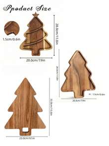 1pc Wooden Cutting Board, Chopping Board, Christmas Tree Tray, Cheese Tray, Christmas Tree Tray, Christmas Holiday Decoration, Christmas Gift. - View 16