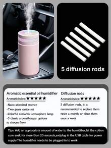 1 Set Black/White Car Humidifier With LED Ambient Light, USB Quiet Aromatherapy Humidifier, Suitable For Essential Oils (5 Fragrance Options), Applicable To Car, Office, Bedroom, Living Room, Study, Plant Room, Car Accessories Decoration, Set Includes 1 Humidifier And 1 Bottle Of Essential Oil, Suitable For All Car Models - A - View 23