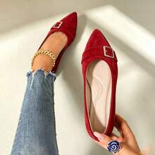 Women's Plus Size Mesh Floral Embroidered Flat Ballet Shoes, Vintage Style, Summer Black Cross Elastic Strap - Red - View 1