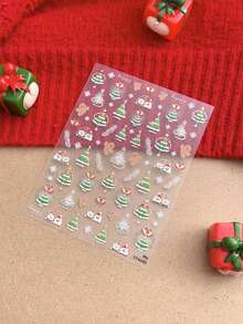 1 buah Stiker Kuku Pohon Natal & Manusia Kue Jahe Berbahan Foil Emas & Perak, Stiker Kuku Perekat untuk Liburan Musim Gugur - MultiWarna - View 11