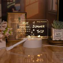 1PC Erasable Acrylic LED Night Light, USB Powered Glowing Message Board With Writing Pen, Reusable DIY Doodle Desktop Decoration, Soft Warm Light Art Decor For Bedroom And Office Desk, Ideal Creative Gift For Holidays And Birthdays - Warm white light - View 2