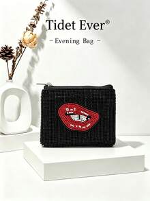 Fashion Beaded Red Lips Coin Purse Women's Cute Mini Zipper Storage Bag ...