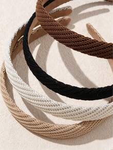 4/1Cute Kids Neutral Woven Hair Hoop, Girls Soft Non‑Slip Thin Headband, Autumn Daily Hair Accessories - Multicolor - View 4