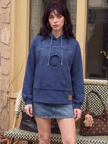 Wajib Dimiliki Bagi Pemilik Hewan Peliharaan, Hoodie Wanita Kasual Berbahan Fleece dengan Resleting dan Tali Serut, Potongan Longgar untuk Pakaian Sehari-hari, Musim Gugur dan Musim Dingin, Busana Musim Dingin - Navy Blue - View 5