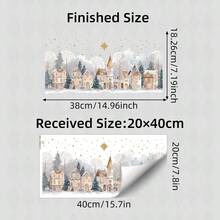 1Pc Christmas Window Stickers, Watercolor Winter Village Town Window Decals, Self-Adhesive Wall Stickers For Kids Room Home Xmas Party Glass Decor - Multicolor - View 13