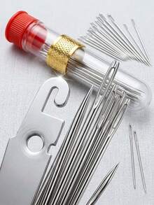 40/20/15pcs Large Eye Steel Sewing Needle Set, Hand Sewing Needles For Home Use, Large Eye Needle Threader Set, Traditional Large Eye Steel Needles For Elderly Hand Sewing Clothes And Quilts (Needle Case Color/Red And Blue Random), Fine Long Hand Sewing Needles For Clothes, Quilts And Embroidery, Multi-Functional Large Eye Needle Set, Home Hand Sewing Needles, Extra Large Hole Needles Suitable For Elderly Sewing Quilts - Multicolor - View 4