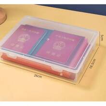 1pc Transparent Large/Medium/Small Document Storage Box, Home Certificate Important Document Storage, Book Stationery Small Item Organizer - Clear - View 10