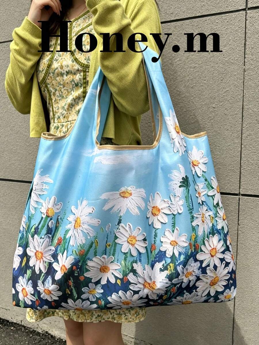 1pc Women's Tote Bag, Large Capacity, Minimalist Design, Versatile Style, Suitable For Commuting, Travel, Shopping, Convenient Open-Close Design, Multi-Functional, Applicable For Various Occasions, Classic And Easy To Clean, Easy To Match - Blue - View 1