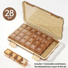 28-Compartment Weekly Detachable Pill Box, 7-Day Morning/Noon/Evening/Bedtime 4-Slot Divided Storage Box, Portable Sealed Light-Proof Pill Organizer For Travel, Medicine And Vitamin Compartment Box - View 13
