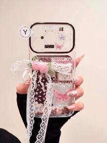 Ins Autumn/Winter Rose Embroidery Butterfly Protective Case Compatible With Iphone 18 Pro Max/17 Pro/16/15, Personalized Women's Anti-Drop Girly Phone Cover - Multicolor - View 2