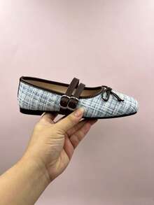 Sepatu Balet Datar Wanita, Sepatu Hitam yang Nyaman - Biru - View 4