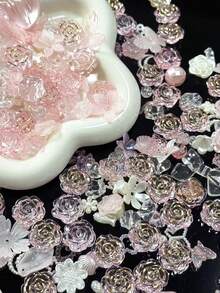 Sekantong Es Warna Emas Solid dengan Mawar Merah Tua Campuran Desain, Casing Ponsel DIY, Kalung, Anting, Aksesoris Fotografi, Kartu, dll. - MultiWarna - View 12