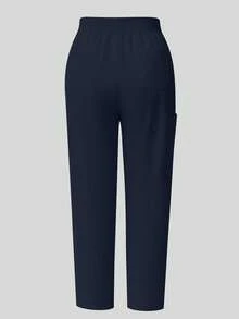 cimmuovere Plus Size Women's Solid Color Pocket Straight Fit Scrubs Nurse Scrubs Workwear Dentist Healthcare Pet Hospital Laboratory Pants Spring Fall - Navy Blue - View 7