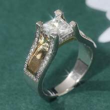 Elegant Luxury Ring, Classic Dual-Tone Unisex Ring, Suitable For Weddings And Banquets, Perfect Holiday Gift - Silver - View 5