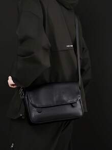 Men's Retro Soft Leather Mailman Bag Flip Cover Large Capacity Crossbody Bag Business Casual Briefcase Shoulder Bag - Black - View 1