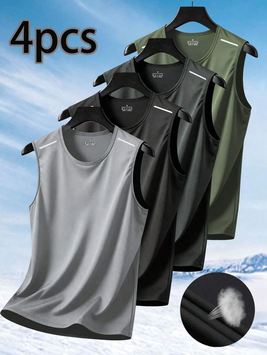 Men's 4-Pack Sports Fitness Tank Tops, Suitable For Sports And Fitness Wear - Multicolor - View 1