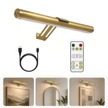 1pc New Remote Control Magnetic Mirror Light - Rechargeable 3-Color Temperature Night Light - Smart Touch Wall Lamp, Cabinet Magnetic Light, Display Light, Bathroom LED Light, Hallway Lighting, Bedroom Bedside Lamp, Home Lighting Decoration (Gold Black) - Multicolor - View 14