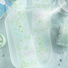 50mm*1.5m Small Fresh Floral Vine PET Waterproof Washi Tape With Star & Musical Note Pattern, Versatile DIY Journal Background Decor, Collage Craft Material, Holiday Present, Personalized Planner Stationery, Back To School Must Have - Round - View 1