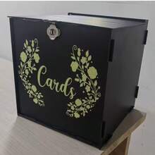 Premium Black & Gold Cards Wedding Blessing Box, Gold-Rimmed Floral Print Card Storage Box With Lock, Outdoor Wedding Banquet Wish Envelope Storage & Display Gift Box - 1PC - View 6