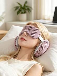 Striped Portable Travel Eye Mask With Storage Box, Soft Breathable Sleep Mask, Unisex, Adjustable Strap Light-Blocking Eye Mask, Suitable For Airplane Naps And Nighttime Sleep - Multicolor - View 1