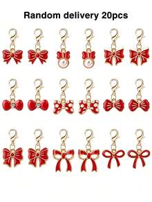 10/20/100pcs Oil Drop Butterfly Metal Pendant DIY Universal Clasp Charm Accessories Bowknot Pendant Bracelet Necklace Earring Decoration - Red - View 14