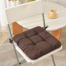 1pc Solid Color Thick Chair Cushion, Soft Quilted Square Seat Pad With Ties, Non‑Slip Comfort Seat Cushion For Dining Office Home Chair Decoration - 40x40cm - View 23