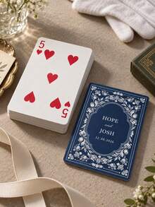 1pc Personalized Custom Name Date Wedding Poker Cards, Vintage Black Floral Back Playing Cards, Wedding Favor Gift For Couples, Party Game Home Decor - Multicolor - View 7