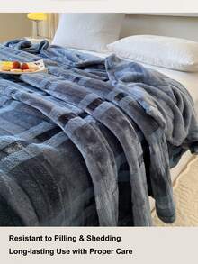 3-Layer Flannel Fleece Blanket, Thickened Warm Skin-Friendly Soft Throw, Suitable For Sofa, Bed, Nap, Car, Camping, Holiday Gift, Hotel And Bedroom Decor - Dark Grey - View 6