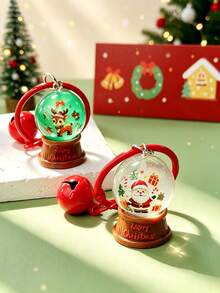 Christmas Snowflake Ball Keychain - Santa Claus, Reindeer And Christmas Tree Pendant With Bell - Small Holiday Gift - Multicolor - View 8