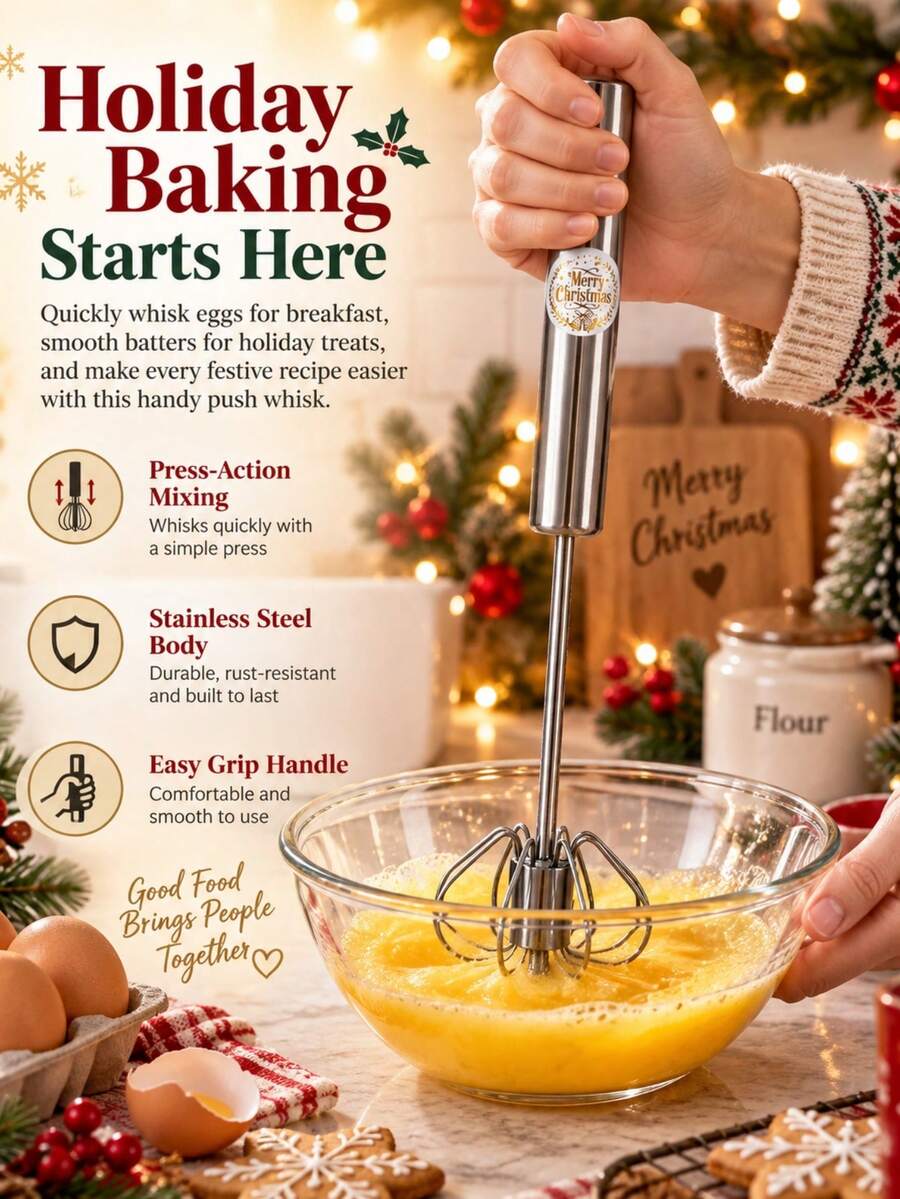 Christmas Holiday Baking, A Convenient And Easy-To-Use Handheld Mixer, Suitable For Cream, Eggs And More - Perfect Choice For Baking And Cooking. Christmas Kitchen Tools And Christmas Gifts. - Multicolor - View 1