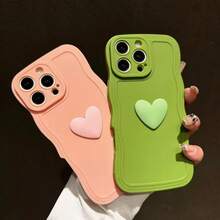 2件裝棕色與白色愛心波浪時尚可愛個性優雅手機殼，適用於 iPhone 12 13 14 15 16 17 Pro Max - 粉綠 - 查看 27