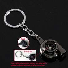 1pc Creative Car Keychain Modified Turbocharger Metal Keychain Blower Fan Key Ring Chain Pendant - A - View 11