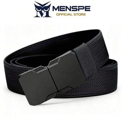 New Alloy Elastic Belt For Young Men, Automatic Buckle Woven Canvas Waist Belt, Korean Style Student Pants Belt