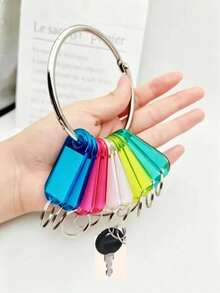 1pc/10pcs Transparent Colorful Keychain With Large Opening Ring, Key Organizer Storage Label Tag - Multicolor - View 12