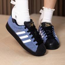 Adidas Originals Superstar 2 Classic Retro Comfortable Non-Slip Durable Shell Toe Round Toe Low-Top Sneakers Unisex Ink Blue - Blue-black - View 10