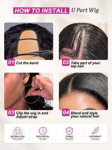 ISEE Women's U-Shaped Hair Extensions Wig, Human Hair Curly And Straight, U-Shaped Hair Piece Wig, Natural Color, 180% Density, Glueless Wig, 16-26 Inches, Unprocessed Raw Braid Hair - SNatural - View 8