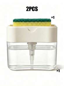 Kitchen Dish Soap Dispenser, Dish Soap Sponge Holder And Sponge, Dish Soap Dispenser, Space-Saving Kitchen Sink Storage, Suitable For Home Cleaning, Kitchen Accessories, Kitchen Storage, Bathroom Accessories, Cleaning Sponge - Multicolor - View 12
